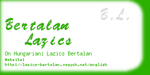 bertalan lazics business card